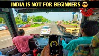 India is not for Beginners Extremely Aggressive VOLVO BUS Driving on NH 16  Indian Volvo Drivers