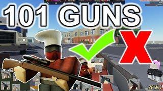 ALL ARSENAL WEAPONS REVIEW 101 GUNS  ROBLOX