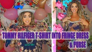 Tommy Hilfiger Shirt Made into Fringe Dress & Purse Follow My Fashion Channel @kelseyraefashion