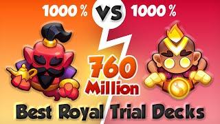 Best Royal Trials Deck - Genie vs Monk = 760 Million  Rush Royale