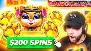 I do $200 SPINS & get MULTIPLE BONUSES on CLEOCATRA Hunting 5 Scatter Bonus Bonus Buys