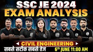 SSC JE Exam Analysis 2024  SSC JE Civil Paper Analysis 2024  SSC JE Exam Analysis Today  6th June