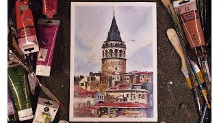 Galata Tower Istanbul  Acrylic Painting