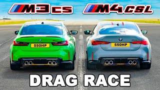 BMW M4 CSL v BMW M3 CS DRAG RACE