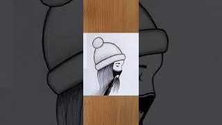 How to draw a girl with mask pencil sketch  8 points to girl with winter cap drawing  Girl चित्र