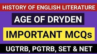 UG TRB ENGLISH TEST  DAY 9  AGE OF DRYDEN  #ugtrb #ugtrbenglish #mcq