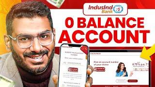 Indusind Bank Zero Balance Account Opening Online  Zero Balance Bank Account Opening Online