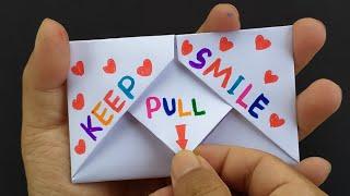 DIY - SURPRISE MESSAGE CARD  Pull Tab Origami Envelope Card  Letter Folding Origami