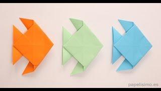 Cómo hacer pez de papel - Origami - Papiroflexia - Muy fácil