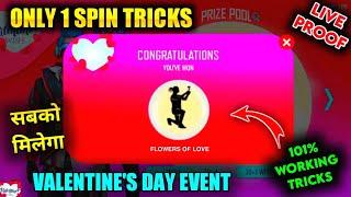 Valentines wish event free fire rose emote in Only 1 Spin Tricks 100% workingnew event free fire