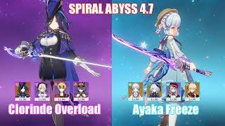 C0 Clorinde Overload & C0 Ayaka Freeze  Spiral Abyss 4.7  Genshin Impact