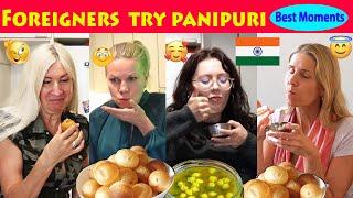 Foreigners try Panipuri First Time Compilation  Indian Food Reaction l Foreigners try Indian food 