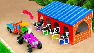 Diy tractor making mini Building Animals Barn new technology  diy mini construction machine