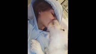 Алеся Кафельникова целуется с собакой