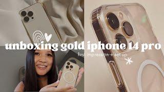 unboxing the iPhone 14 Pro in Gold  first impressions + set up