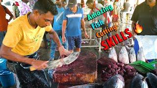 Tuna Fish Cutting Skills Sri Lanka  Amazing Fish Cutting Experts  Fastest cutting speed！ 4K