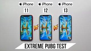 iPhone 11 vs 12 vs 13 Extreme Pubg Test Heating and Battery Test  