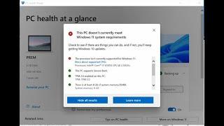 This PC doesnt currently meet the minimum system requirements to run Windows 11  FIXED
