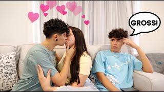 Being PDA With Girlfriend In FRONT Of LITTLE BROTHER To See How He Reacts