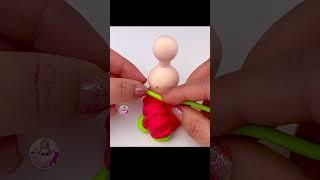 DIY How to make polymer clay miniature Doll  amazing Technique make Village Doll Air Dry Clay ASMR