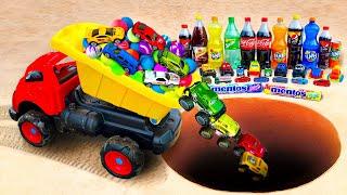 Dump Truck Marble Run Race ASMR with Bouncy Balls Racing Cars in Water Slide l Satisfying Video