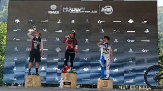 Podium 100% français vtt enduro féminin à Loudenvielle avec Courdurier Pugin Charre