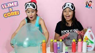 DESAFIO DO SLIME COM 3 CORES DE COLA GLITTER  3 colors of glue  Ft @luanamelooficial 