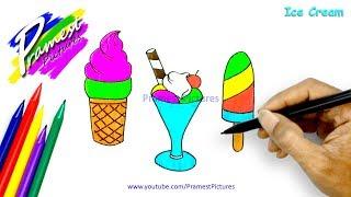 Ice Cream  Drawing And Coloring For Kids