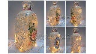 Christmas Ornaments Vintage Glass Bottle Decoupage Tutorial