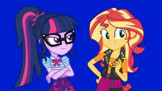 Sunset Shimmer And Twilight Sparkle Look Down At Their Feet