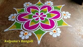 Easy Rangoli Simple Method flowers kollam pandaga design muggulu