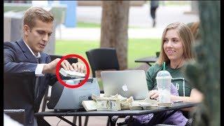 Counting a Pile of Cash Prank