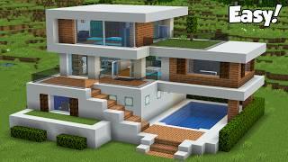 Minecraft How to Build a Modern House Tutorial Easy #32 - Interior in Description