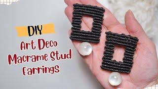 Easy Trendy Art Deco Macrame Rectangular Earrings with beads