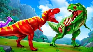 Zombie T-Rex Alert Super Dinosaur Fights Zombie Trex to Save Dinosaurs Jurassic World Cartoons