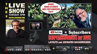 DVE or SuperSource  Layouts  Animated Backgrounds &  Youtube Fruit your looking for?