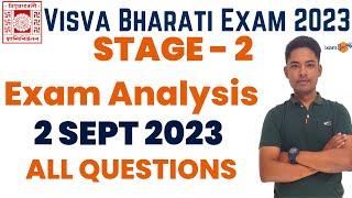Visva Bharati Stage - 2 Exam I EXAM ANALYSIS I By Vikram Sir