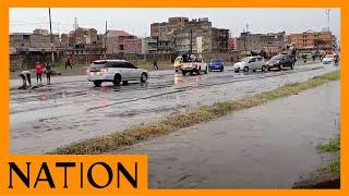 Kangundo road near Mama Lucy Kibaki Hospital floods following heavy rains