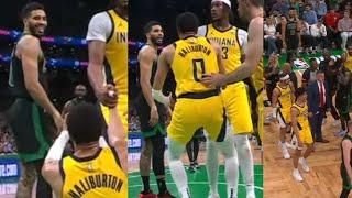 JAYSON TATUM TRASH TALKS TYRESE HALIBURTON INJURED LEAVES GAME THEN THINGS GOT CHIPPY