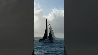 A Ker 40 racing sailboat is accelerating with two headsails