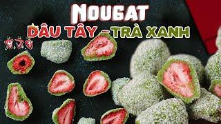 Cách làm NOUGAT TRÀ XANH DÂU TÂY - STRAWBERRY GREEN TEA NOUGAT