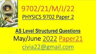 CAIE AS Physics 9702 MAYJUNE 2022 Paper 21