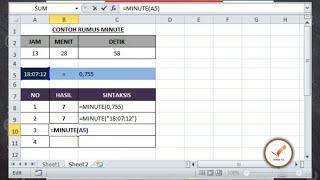 Rumus Waktu Otomatis Fungsi MINUTE di Excel  Tutorial Excel