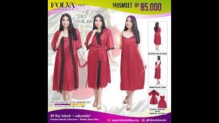 FOLVA baju tidur kimono set tanktop dress satin 1495MSET maron allsize