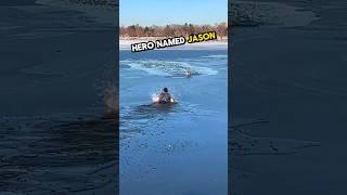 This man jumps into freezing lake to save a dog  #animalrescue #heartwarming #wholesome