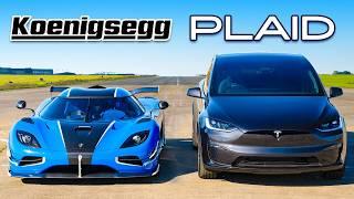 Koenigsegg v Model X Plaid DRAG RACE