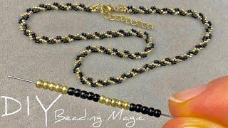 How to Make Necklace with Beads Easy Seed Bead Necklace Tutorial  Beads Jewelry Making