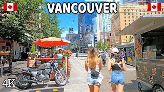  【4K】️ Downtown Vancouver BC Canada. Amazing sunny day.  Relaxing Walk. June 2024.