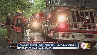 Downed power lines outages lightning strikes