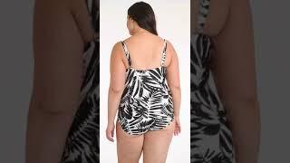 Maxine Plus Size Shadow Leaves Twist Front One Piece Swimsuit  SwimOutlet.com